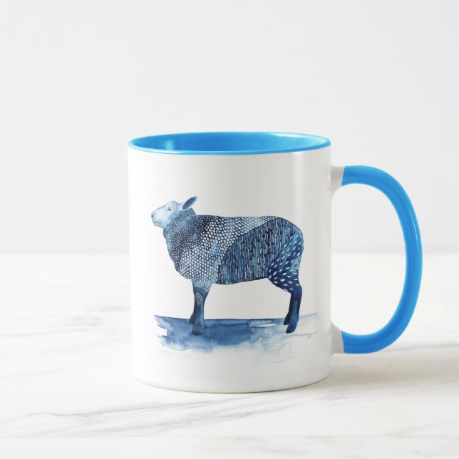 Cobalt Blue Farm Animals - Sheep Mug (Right)
