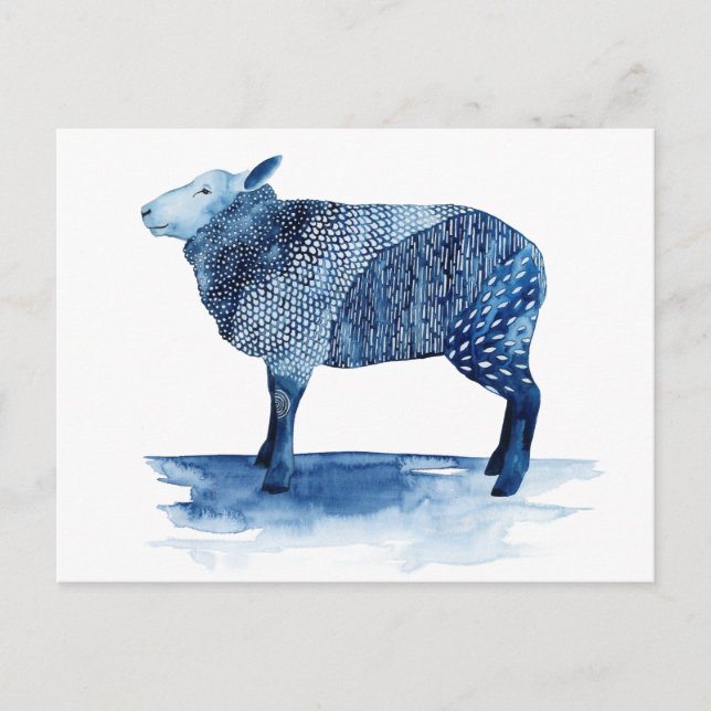 Cobalt Blue Farm Animals - Sheep Postcard (Front)