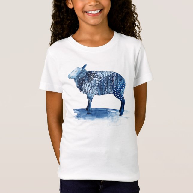 Cobalt Blue Farm Animals - Sheep T-Shirt (Front)