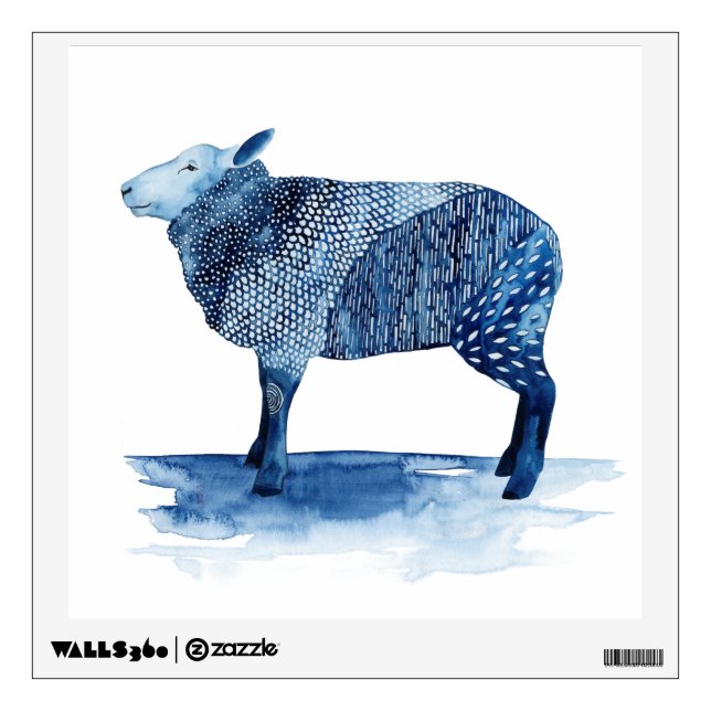 Cobalt Blue Farm Animals - Sheep Wall Decal (Front)