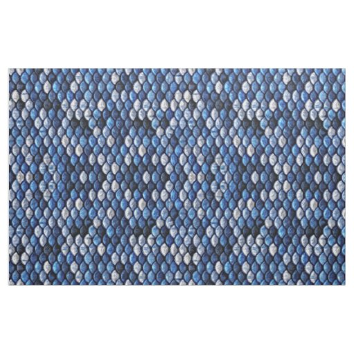 Cobalt Blue Fish Scales Metallic Look Pattern Fabric