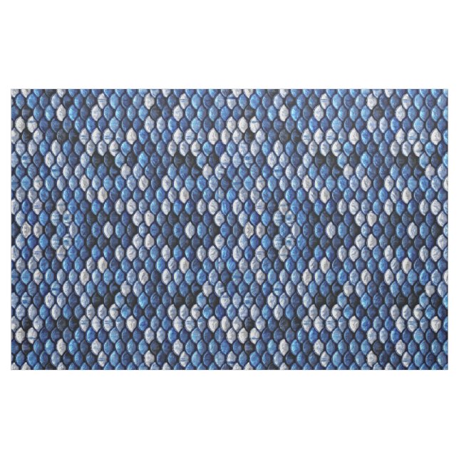 Cobalt Blue Fish Scales Metallic Look Pattern Fabric (Yard)