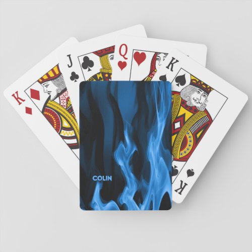 Cobalt Blue Flames  Bicycle Playing Cards