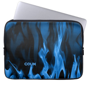 Cobalt Blue Flames Personalized Laptop Sleeve