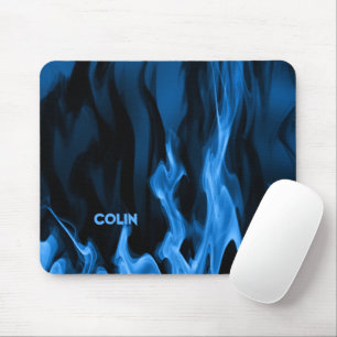 Cobalt Blue Flames Personalized Mouse Pad