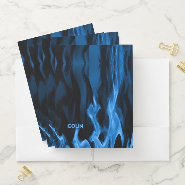 Cobalt Blue Flames | Personalized Pocket Folder (In Situ)