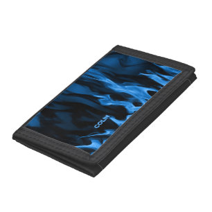 Cobalt Blue Flames Personalized Tri-fold Wallet