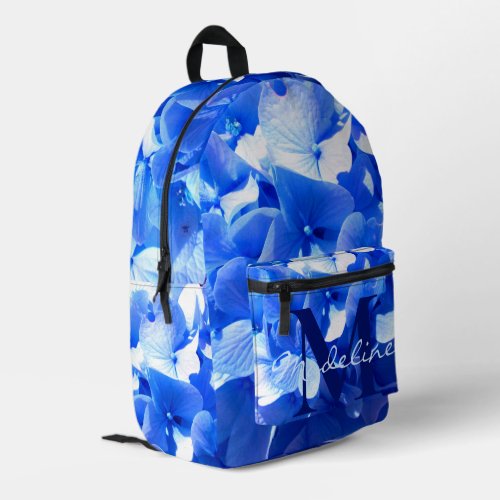 Cobalt blue floral elegant blue calligraphy  printed backpack
