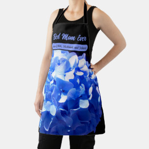 Cobalt blue floral elegant blue hydrangeas  apron