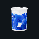 Cobalt blue floral elegant blue hydrangeas  beverage pitcher<br><div class="desc">Romantic deep purple cobalt blue hydrangea photo by H Cooper</div>