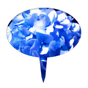 Cobalt blue floral elegant blue hydrangeas cake topper
