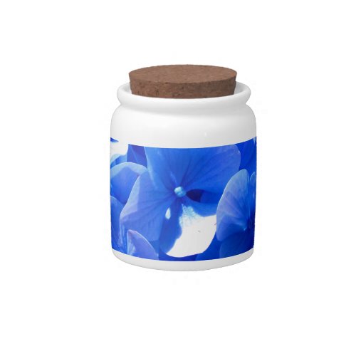 Cobalt blue floral elegant blue hydrangeas  candy jar