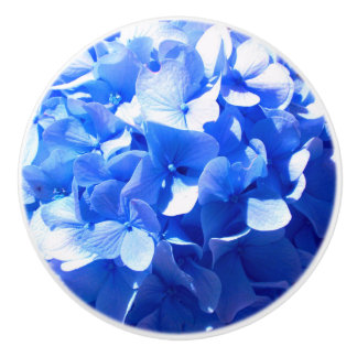 Cobalt blue floral elegant blue hydrangeas ceramic knob