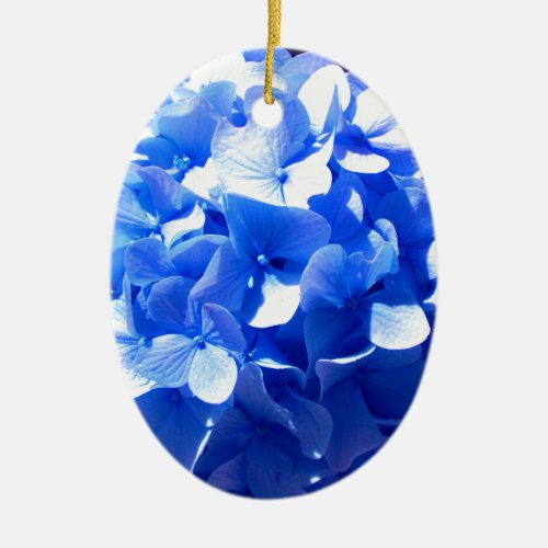 Cobalt blue floral elegant blue hydrangeas  ceramic ornament