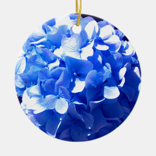 Cobalt blue floral elegant blue hydrangeas  ceramic ornament