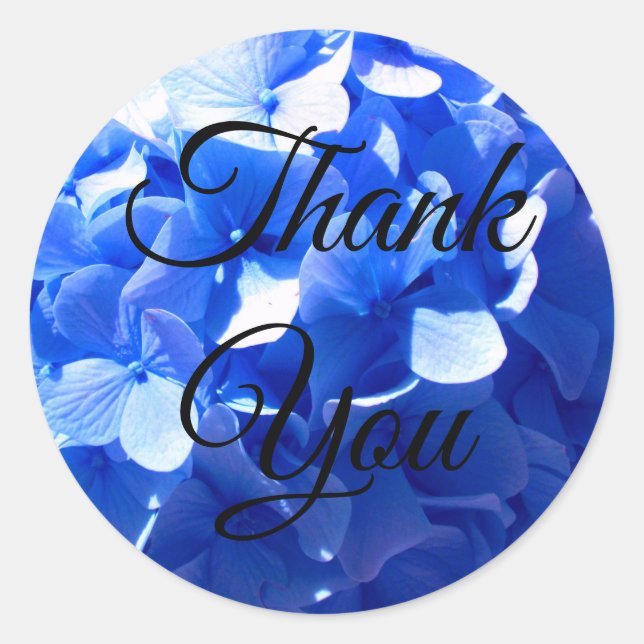Cobalt blue floral elegant blue hydrangeas  classic round sticker (Front)