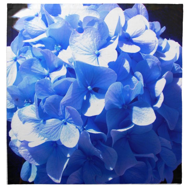 Cobalt blue floral elegant blue hydrangeas  cloth napkin (Front)