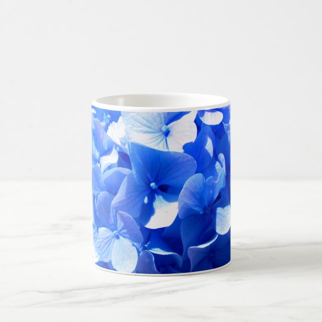 Cobalt blue floral elegant blue hydrangeas  coffee mug (Center)
