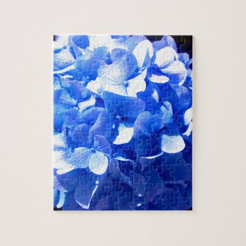 Cobalt blue floral elegant blue hydrangeas  jigsaw puzzle