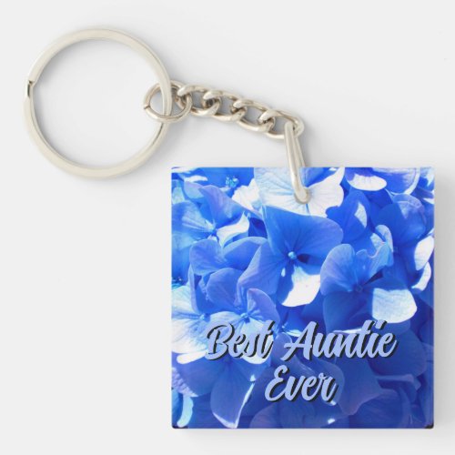 Cobalt blue floral elegant blue hydrangeas  keychain