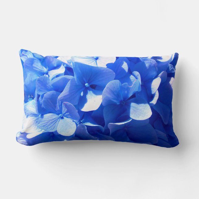 Cobalt blue floral elegant blue hydrangeas  lumbar pillow (Front)