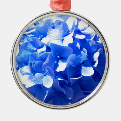 Cobalt blue floral elegant blue hydrangeas  metal ornament