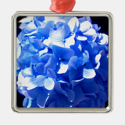 Cobalt blue floral elegant blue hydrangeas  metal ornament