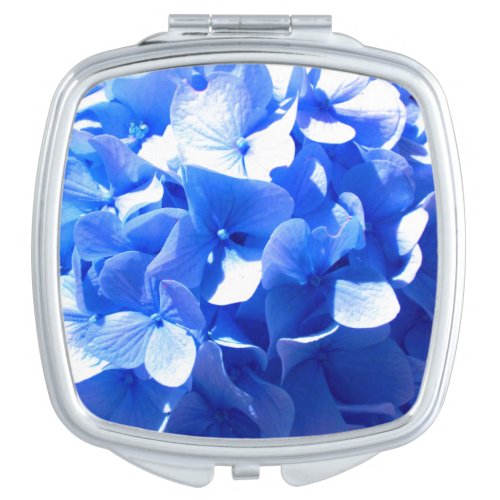 Cobalt blue floral elegant blue hydrangeas  mirror for makeup