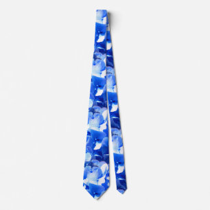 Cobalt blue floral elegant blue hydrangeas neck tie