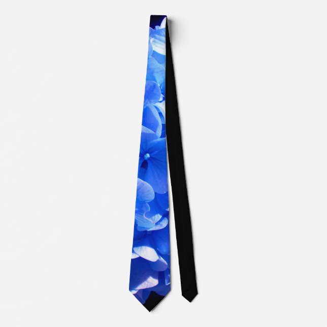 Cobalt blue floral elegant blue hydrangeas  neck tie (Front)
