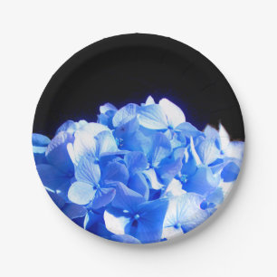 Cobalt blue floral elegant blue hydrangeas paper plates