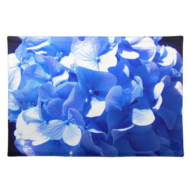 Cobalt blue floral elegant blue hydrangeas  placemat (Front)