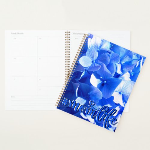 Cobalt blue floral elegant blue hydrangeas  planner