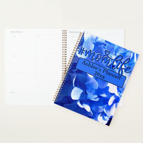 Cobalt blue floral elegant blue hydrangeas  planner