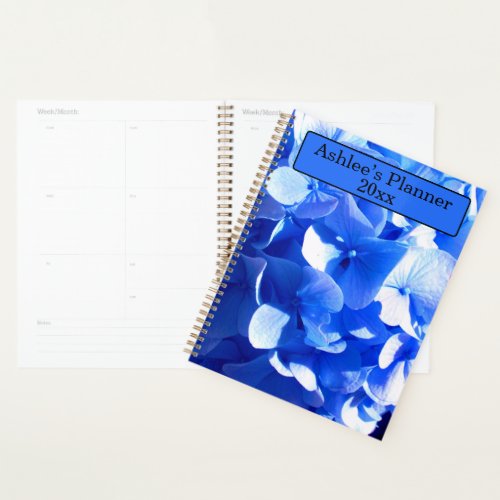 Cobalt blue floral elegant blue hydrangeas  planner