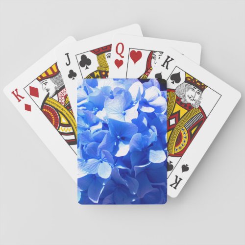 Cobalt blue floral elegant blue hydrangeas  poker cards
