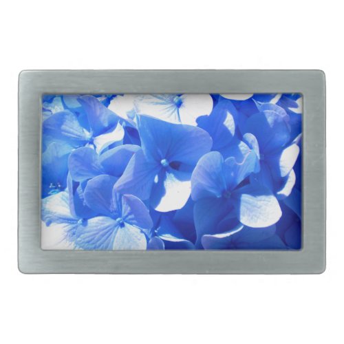 Cobalt blue floral elegant blue hydrangeas  rectangular belt buckle