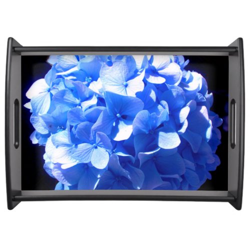 Cobalt blue floral elegant blue hydrangeas  serving tray