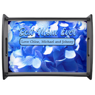 Cobalt blue floral elegant blue hydrangeas serving tray