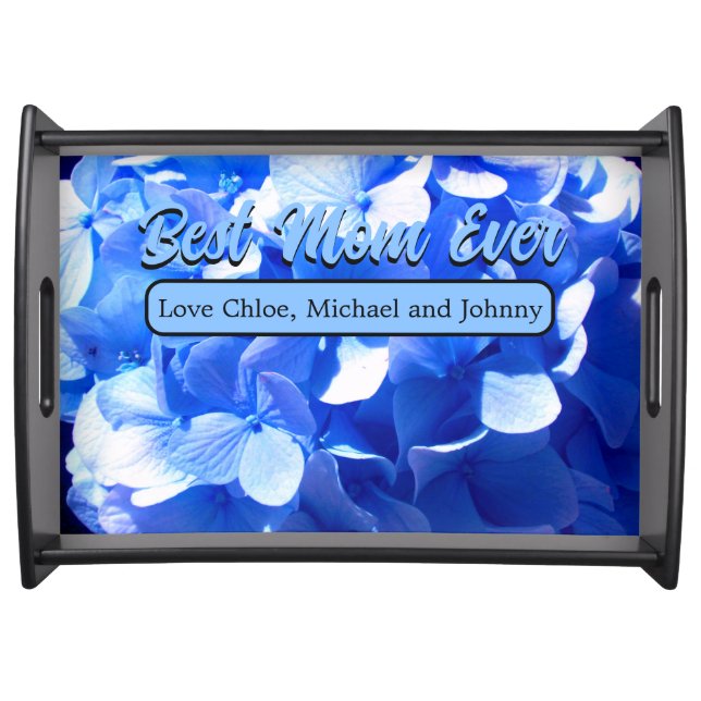 Cobalt blue floral elegant blue hydrangeas  serving tray (Front)