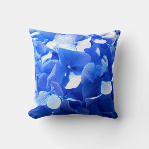 Cobalt blue floral elegant blue hydrangeas  throw pillow