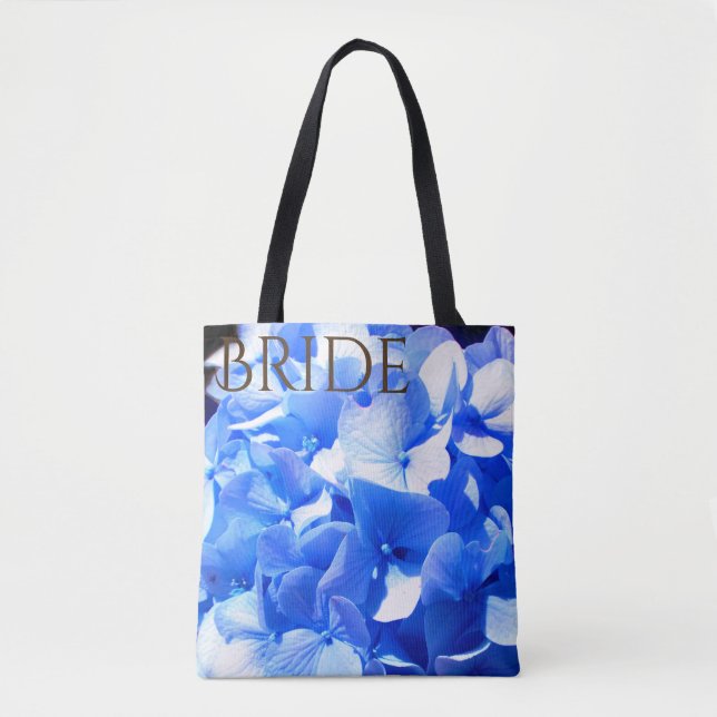 Cobalt blue floral elegant blue hydrangeas  tote bag (Front)