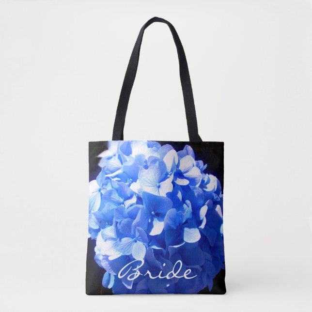 Cobalt blue floral elegant blue hydrangeas  tote bag (Front)