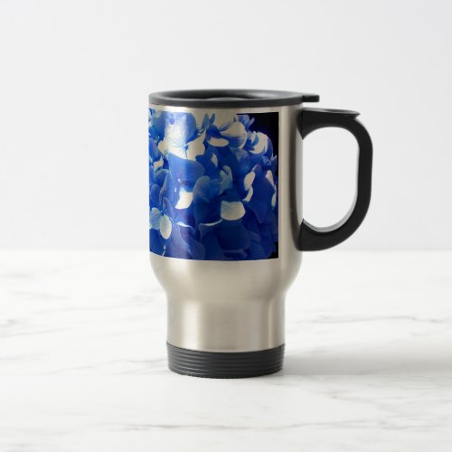 Cobalt blue floral elegant blue hydrangeas  travel mug
