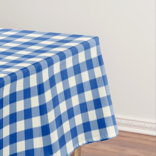 Cobalt Blue Gingham Cotton Tablecloth
