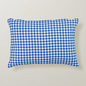 Cobalt Blue Gingham Pattern Accent Pillow by Richard__Stone at Zazzle