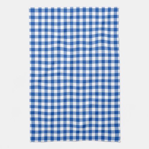 Cobalt Blue Gingham Pattern Kitchen Towels