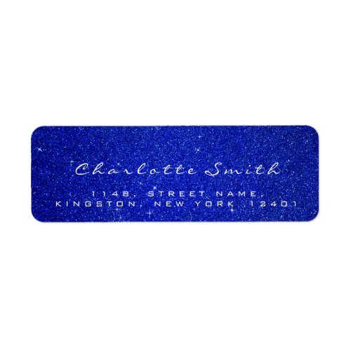 Cobalt Blue Glitter RSVP Glam Bridal Name Label