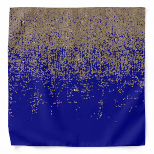Cobalt Blue Gold Glitter Ombre Gradient Bandana