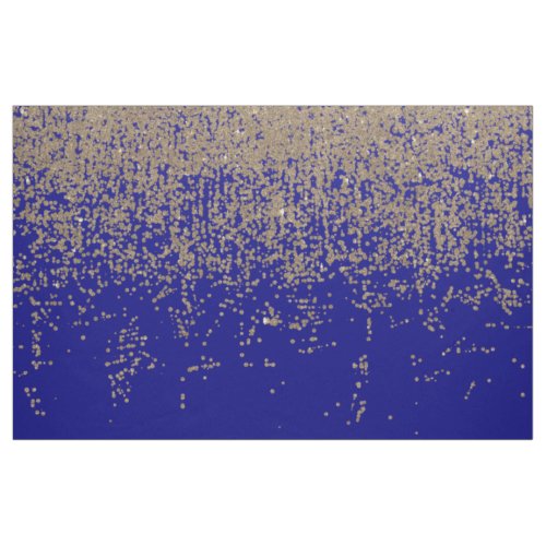 Cobalt Blue Gold Glitter Ombre Gradient Fabric